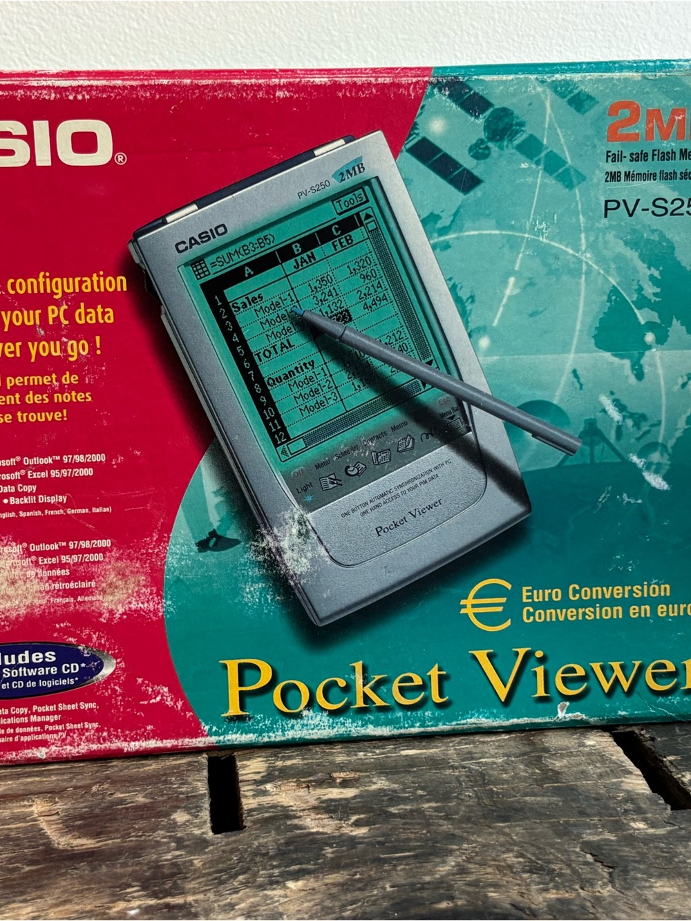 Casio Pocket Viewer PV-S250 2MB Silver Portable PDA vintage in original box